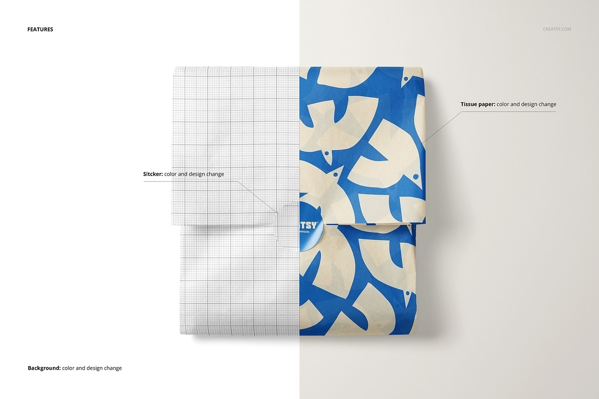 Wrapped Tissue Paper Mockup Sticker, a Packaging Mockup by creatsy5 (Photo 3 of 7)