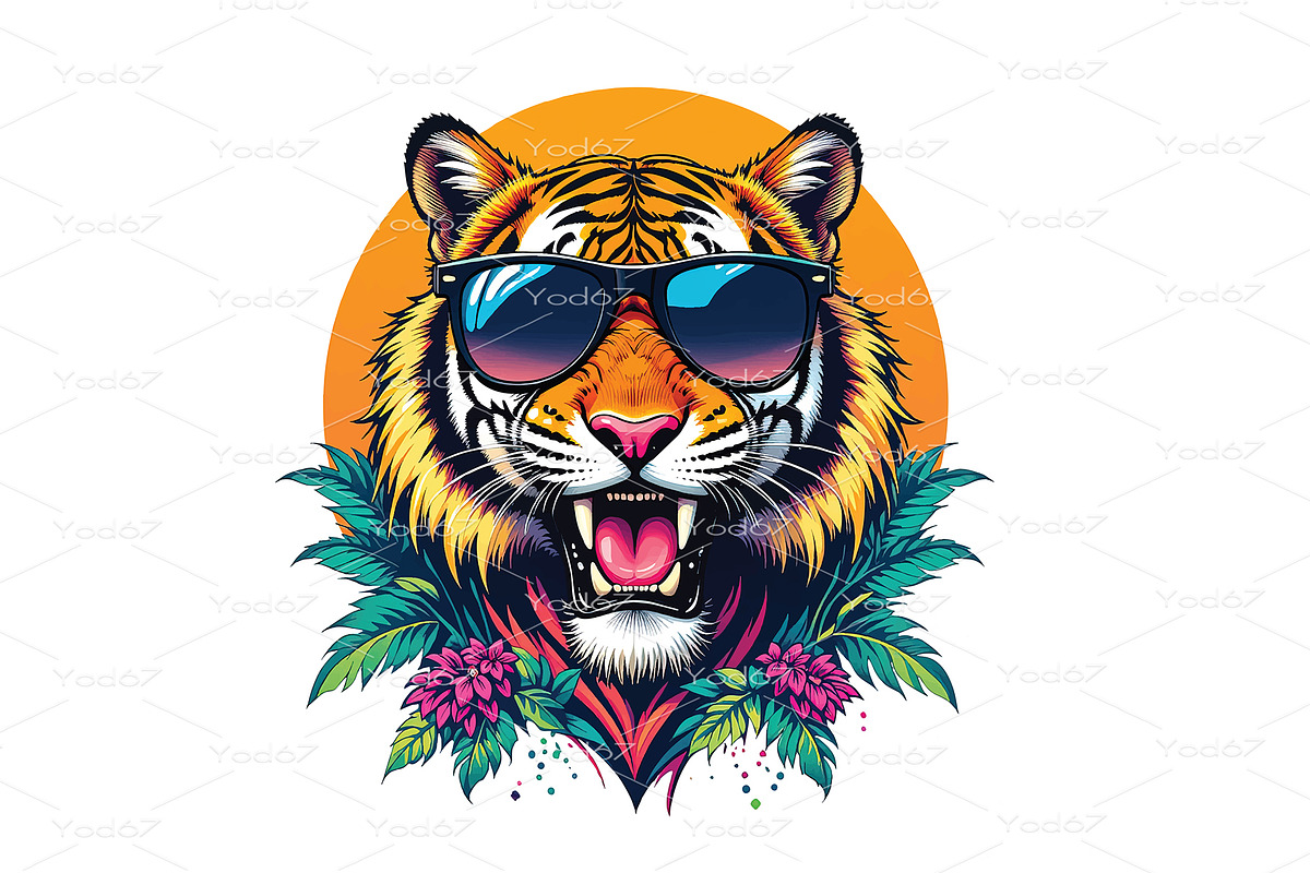 Vector of Aggressive tiger head, an Animal Illustration by yod67