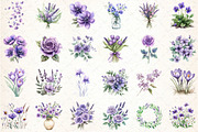 Watercolor Purple Spring Clipart, an Illustration by DreamCafeArt (Thumbnail 3 of 3)