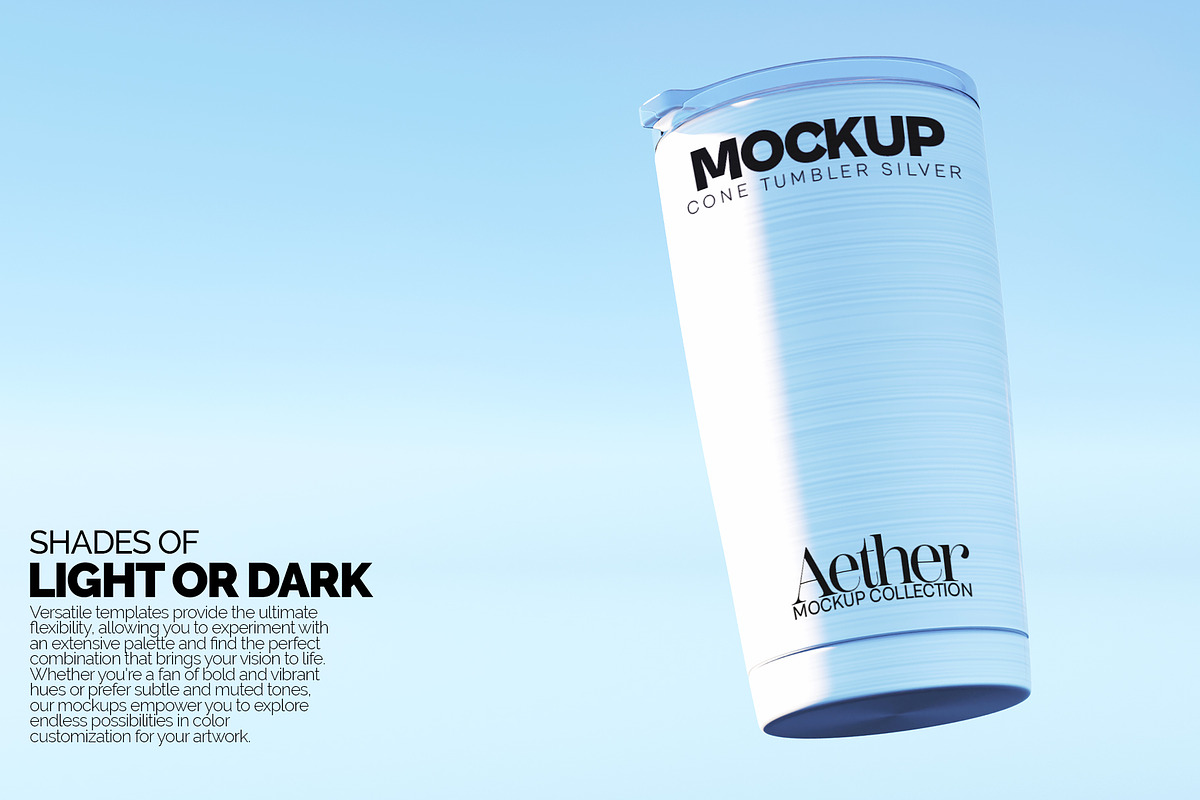 Cone Shaped Silver Tumbler Mockups, a Cups & Container Mockup by Banana Mockups (Photo 5 of 6)
