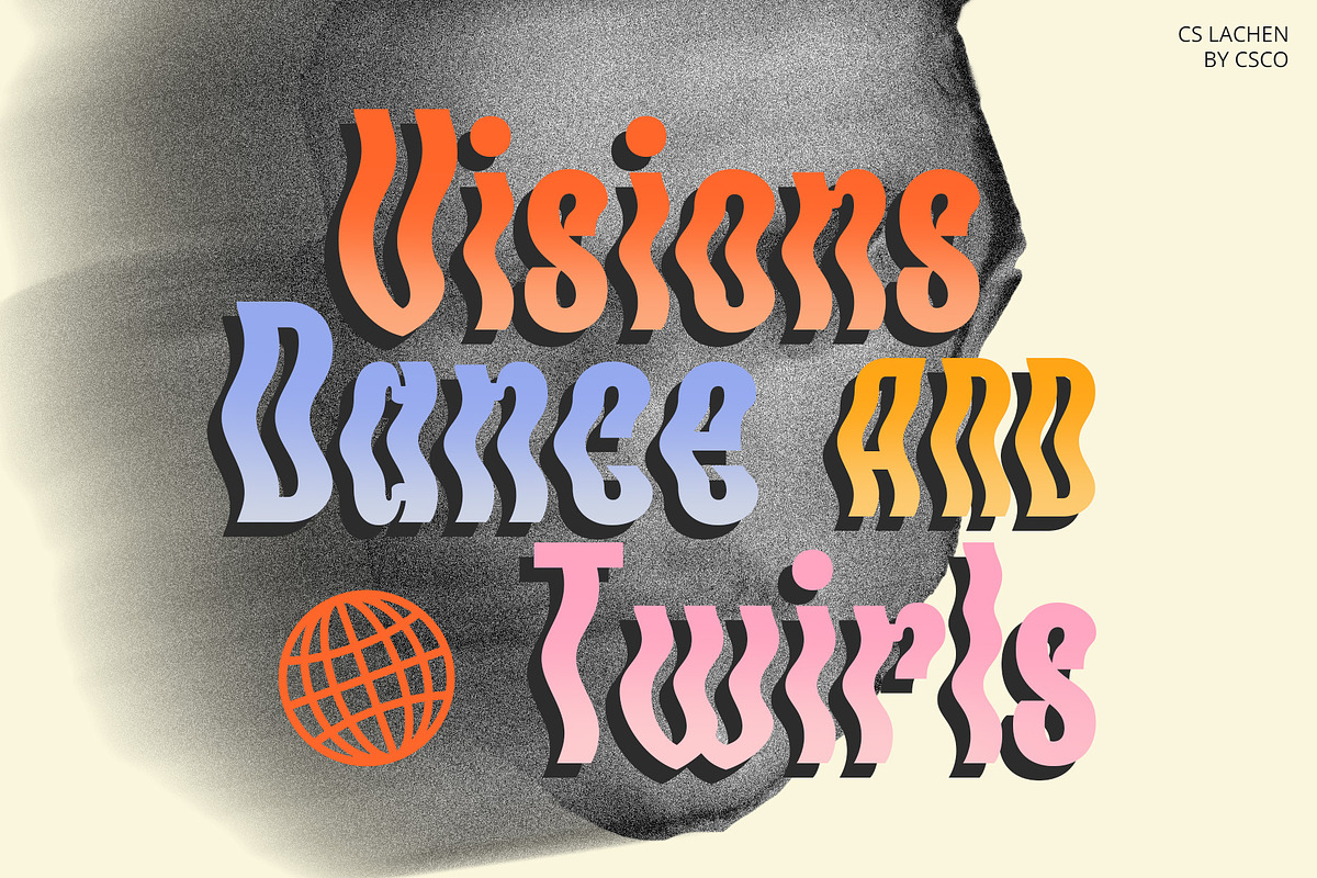 CS Lachen – Psychedelic Font, a Sans Serif Font by Craft Supply Co. (Photo 2 of 7)