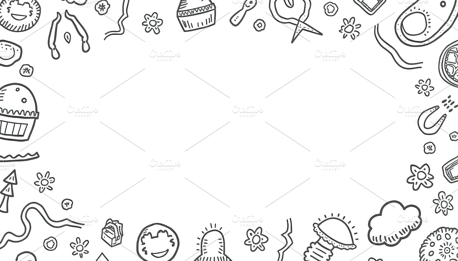 Hand Drawn Doodle Frame With Blank S, a Photo by LOGOCREATIVE