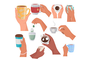 Women hands holding tea cups and, a Food Illustration by SiberianArt