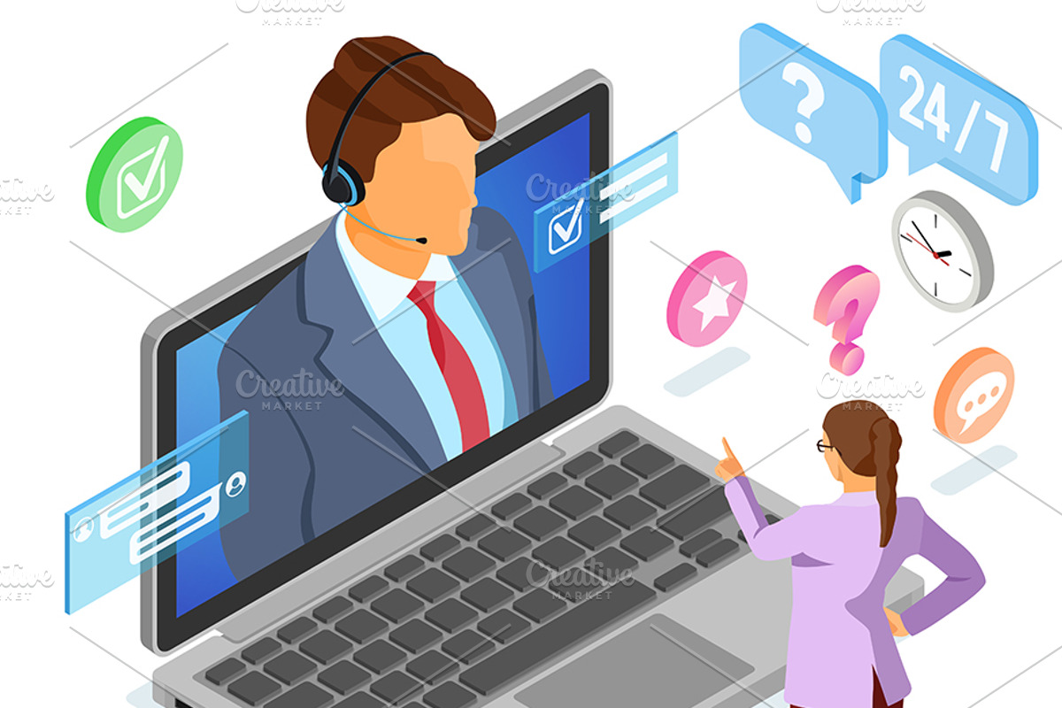 Isometric Online Customer Support, a Person Illustration by TAlex (Photo 4 of 6)
