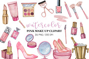 Watercolor Pink Make up Clipart, PNG, a Healthcare Illustration by PatternPalette (Thumbnail 1 of 2)