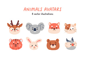 Cute animal faces, avatars set, an Animal Illustration by Good Studio