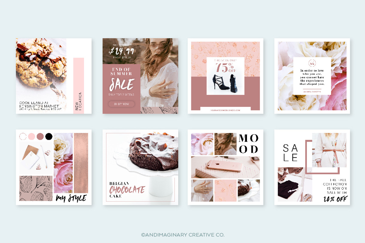 RoseGold Square & Story Templates, a Social Media Template by Andimaginary Creative Co. (Photo 5 of 13)