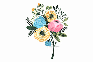 Flower Bouquet Watercolor Clipart