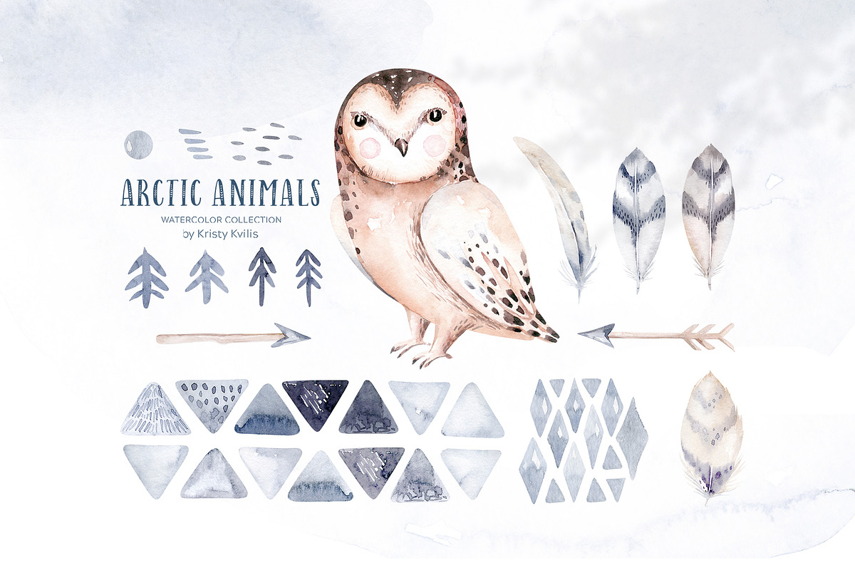 Arctic cute animals.  Watercolor set, an Animal Illustration by Peace ART (Photo 5 of 22)