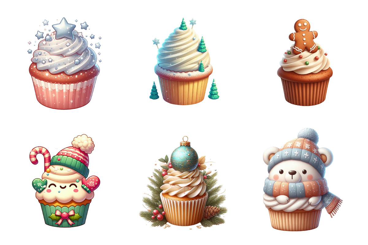 Christmas Cupcake Sublimation PNG, an Illustration by SinaCreation (Photo 3 of 7)