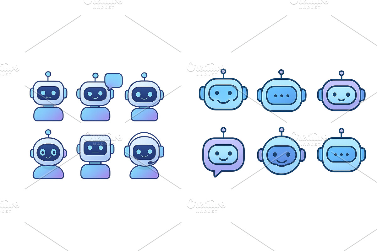 Different styles of friendly robots, a Technology Illustration by ZinetroN