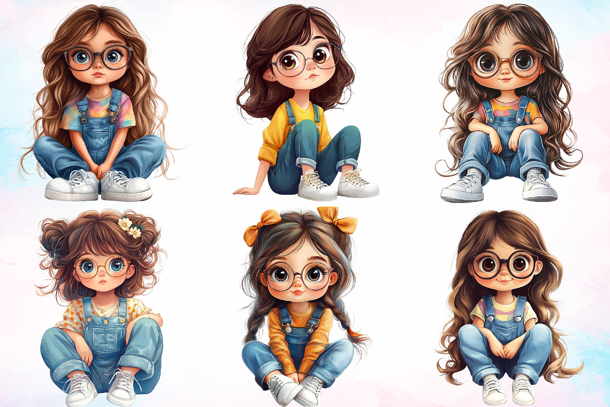 Watercolor Quirky Girl Clipart PNG, a Seasonal Illustration by Canvas Craft (Photo 3 of 3)