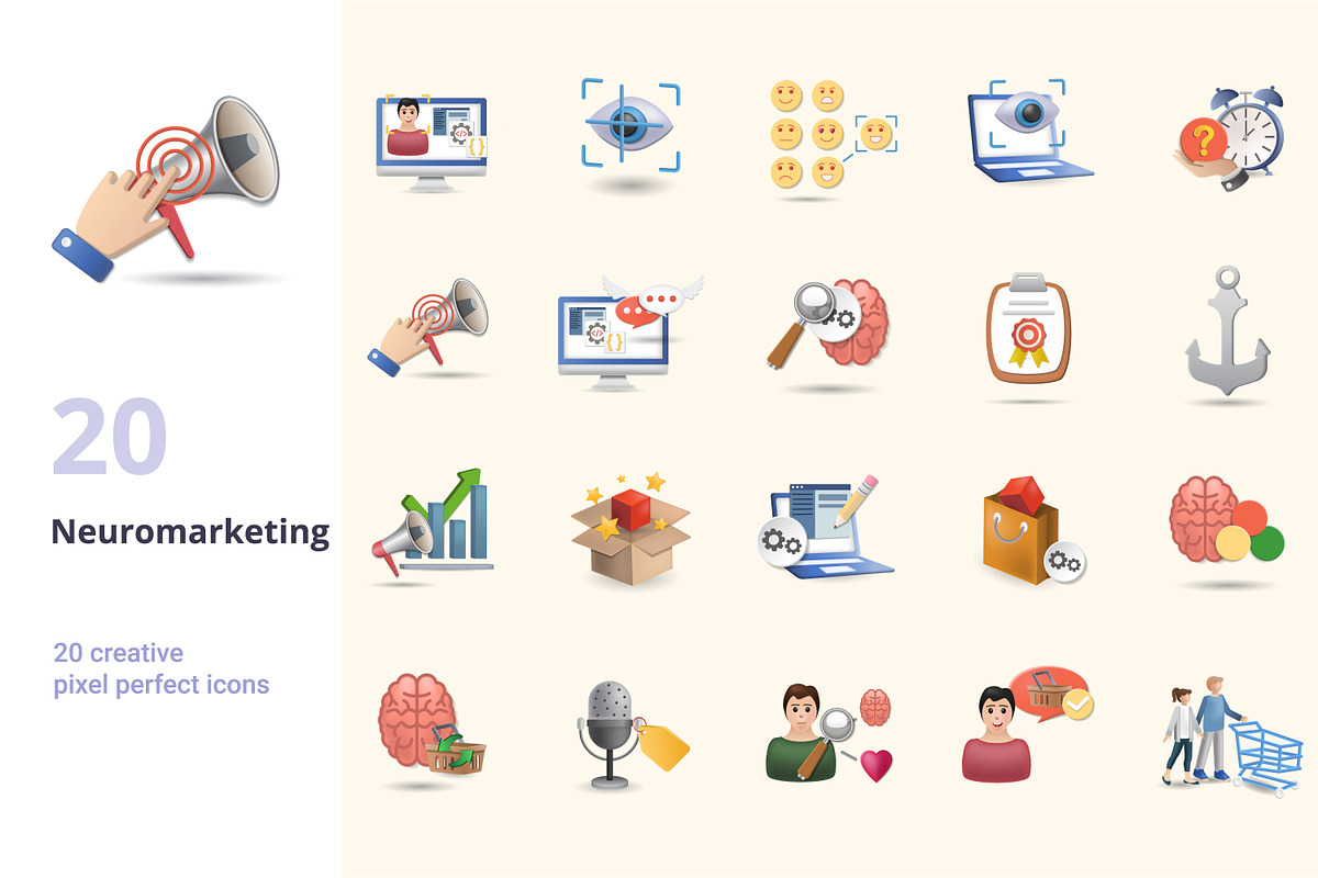 Neuromarketing 3D Icons Set Bundle, an Object Graphic by Aimagenarium@gmail.com (Photo 1 of 21)