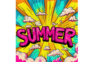 Colorful Text SUMMER In Pop Art