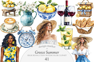 Greece Summer Clipart, an Illustration by Design Market