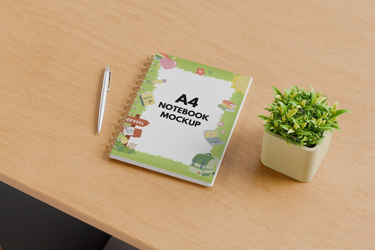 A4 Notebook Mockup, a Books & Magazine Mockup by Graphic Deal (Photo 3 of 6)
