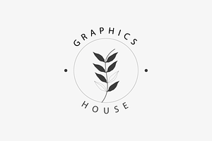 Floral Leaf Graphics House Logo