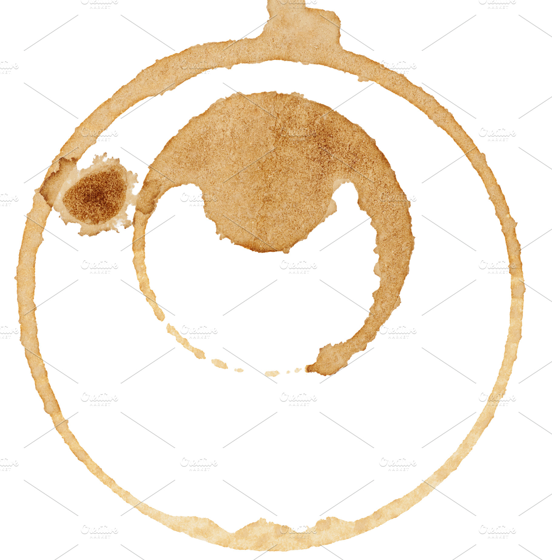 Round stain from a cup of coffee on an isolated background, an Abstract Photo by ndanko