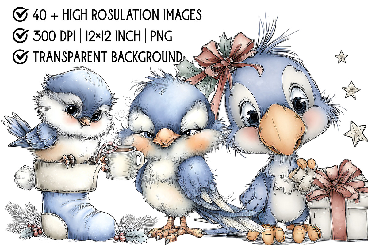Christmas Bird Clipart Bundle, an Illustration by Pixels.Craft (Photo 4 of 6)