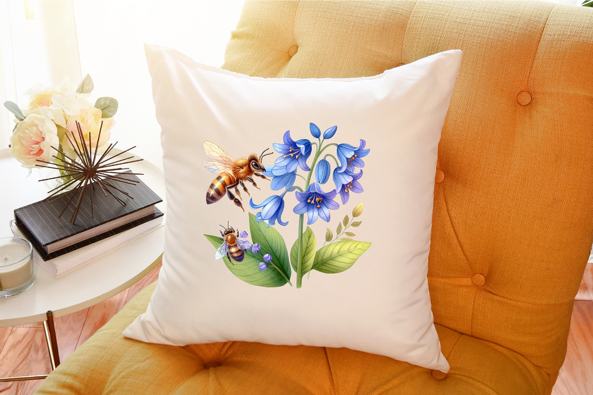 Summer Bees With Flowers Clipart, an Illustration by Sublimation Artist (Photo 6 of 6)