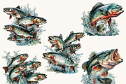 Watercolor Jumping Fish Clipart, an Animal Illustration by BusyDaydesign (Thumbnail 3 of 9)
