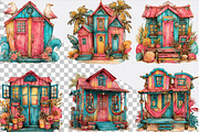 Beach Huts Summer Clipart Bundle., an Illustration by SVGArt (Thumbnail 2 of 9)