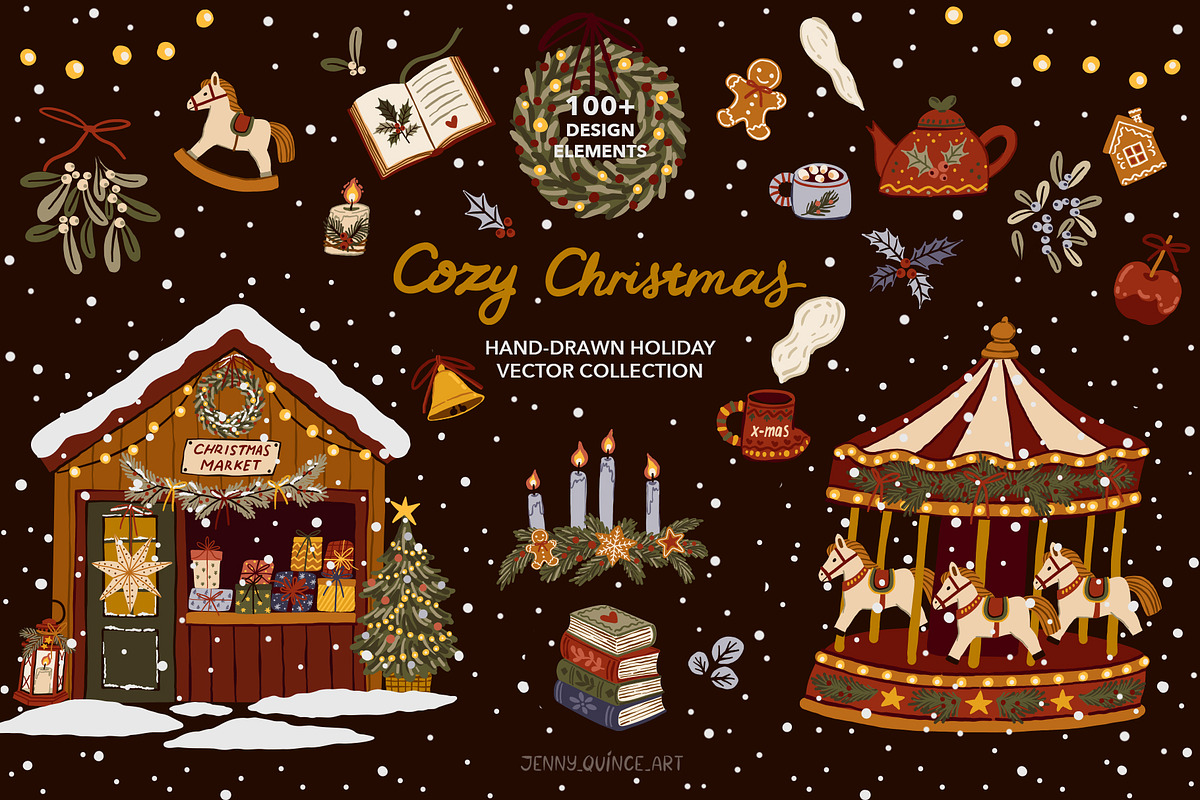 Cozy Christmas – Vector Clipart, a Seasonal Illustration by Jenny Quince (Photo 1 of 14)