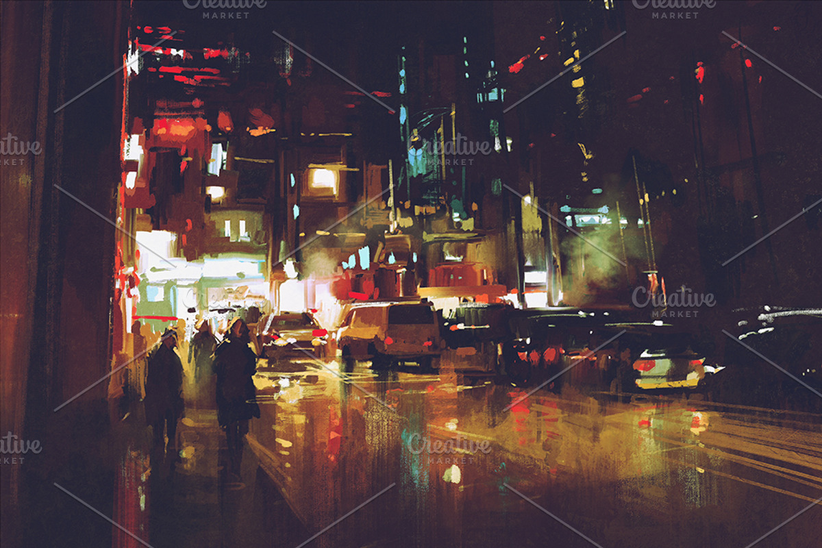 9 cityscape digital paintings bundle, a Person Illustration by Grandfailure (Photo 6 of 10)