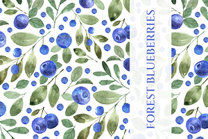 Blueberries. Watercolor Pattern