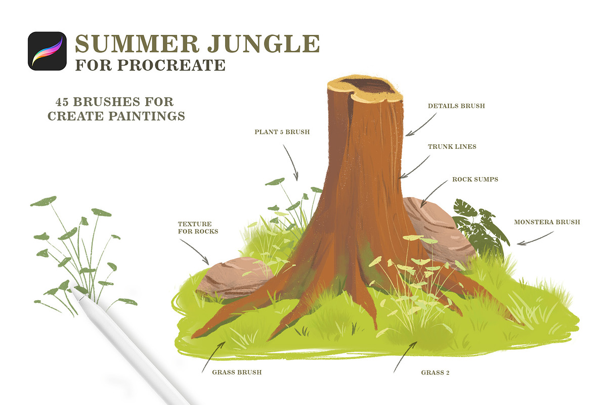 SUMMER Environment Procreate brushes, a Brush Add-On by Spark Studio Brushes (Photo 4 of 8)