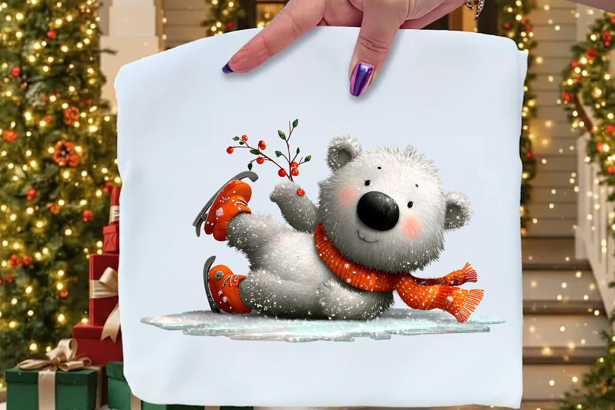 Cute Winter Polar Bear Watercolor, an Illustration by Craft Nest (Photo 2 of 9)