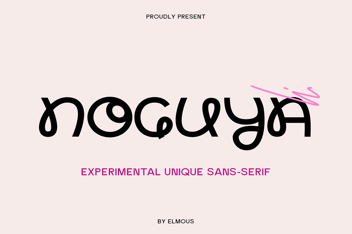 Noguya - Experimental Unique Font, a Sans Serif Font by Elmous (Photo 1 of 6)