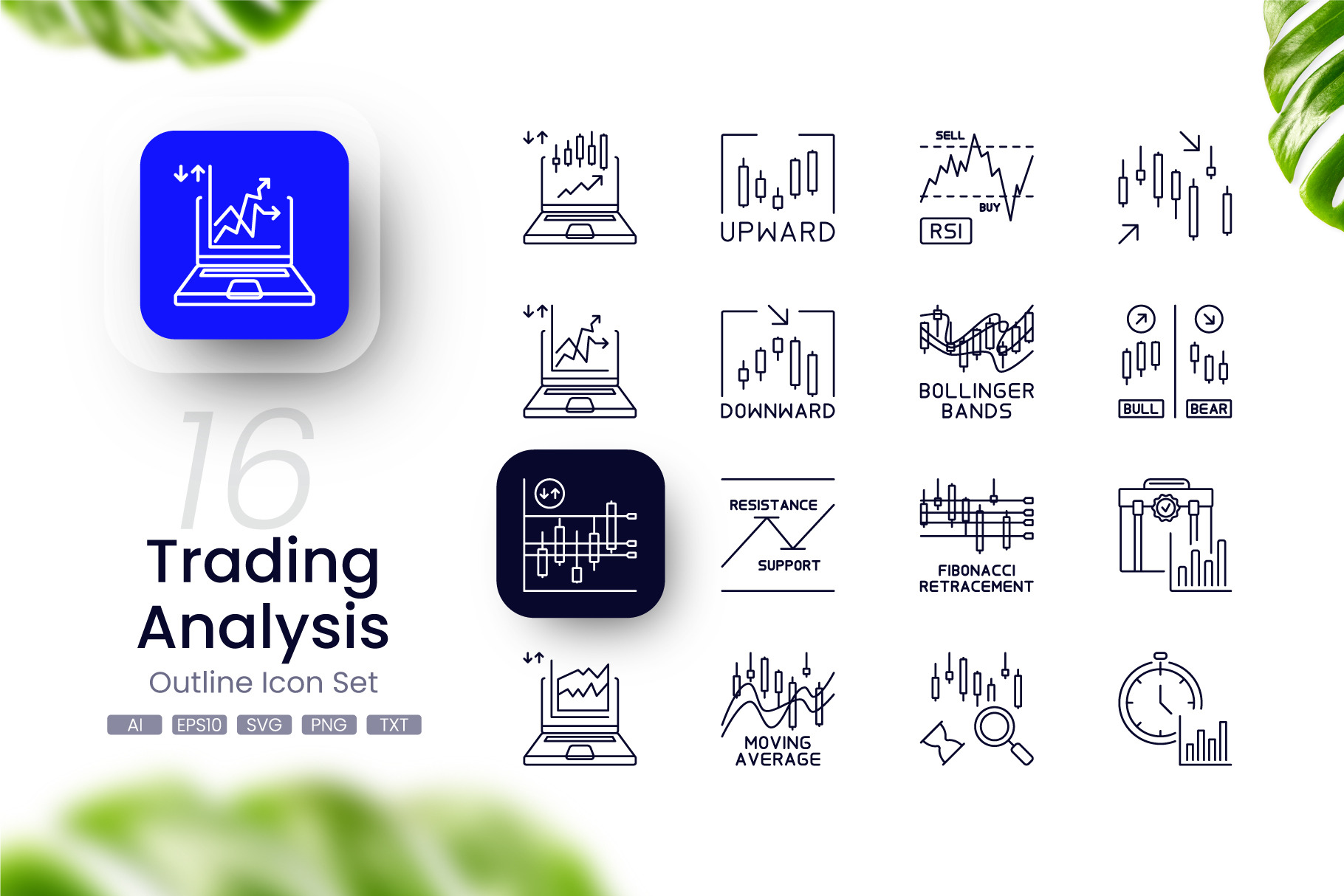 Trading Analysis Outline Icons