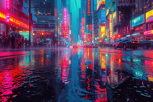 A bustling city street at night shin, a Photo by Iftikhar Alam