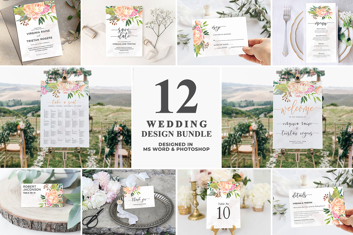 Blush Floral Wedding Invitation Set, an Invitation Template by DesignDevisers (Photo 1 of 15)