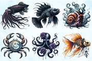 Summer Gothic Beach Aquatic Animals, an Illustration by Craft Nest (Thumbnail 5 of 6)