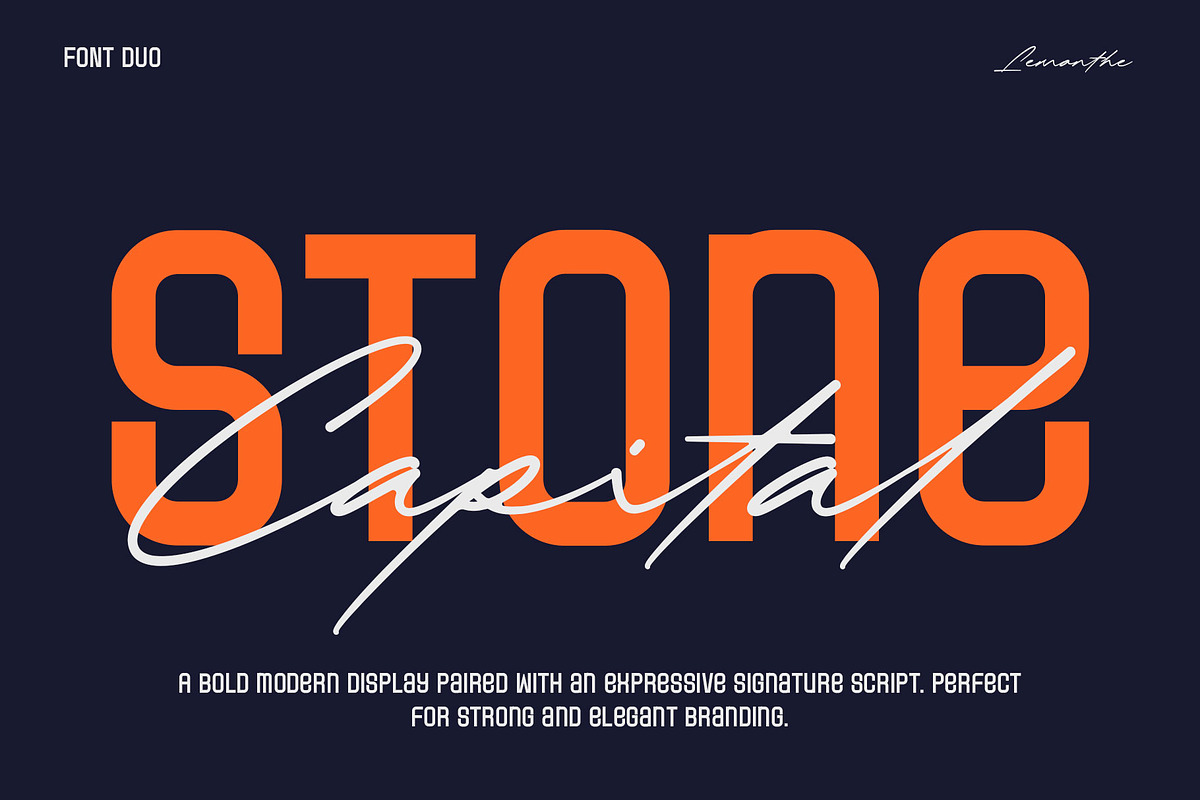Stone Capital | Font Duo, a Script Font by Lemonthe (Photo 1 of 8)