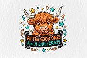 Funny Crazy Highland Cow Sarcastic, a Seasonal Illustration by CraftArtStudio (Thumbnail 1 of 4)