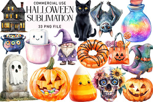 Watercolor Halloween Sublimation, an Illustration by Daily.Designs