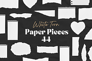 44 White Ripped Paper Pieces, a Texture Graphic by Ksuview (Thumbnail 1 of 5)