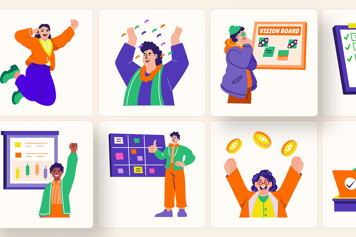 Success Illustration Art Set, a Person Illustration by Brickclay (Photo 6 of 9)