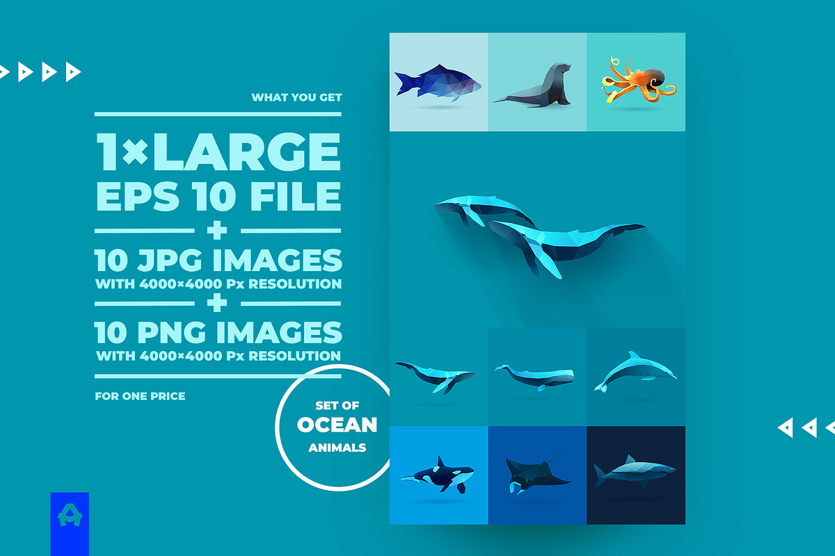 Ocean Polygonal Animals, an Animal Illustration by blauananas (Photo 4 of 5)