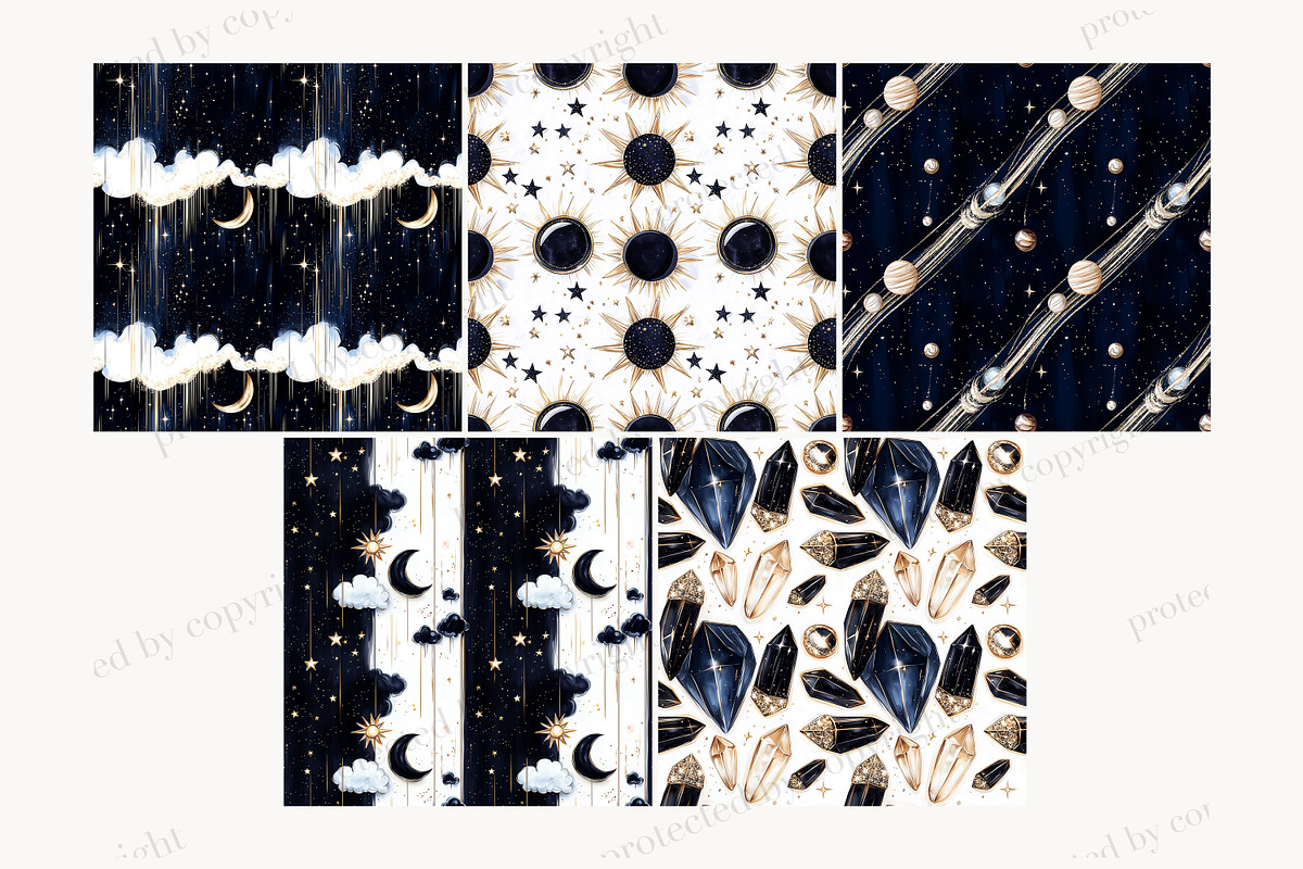 Celestial Goddess Digital Paper, a Pattern Graphic by GlamArtZhanna (Photo 3 of 4)