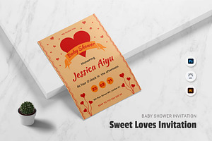 Sweet Loves Baby Shower Invitation, an Invitation Template by Fannan Studio