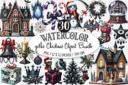 Gothic Christmas Watercolor Clipart, an Illustration by Designking (Thumbnail 1 of 5)