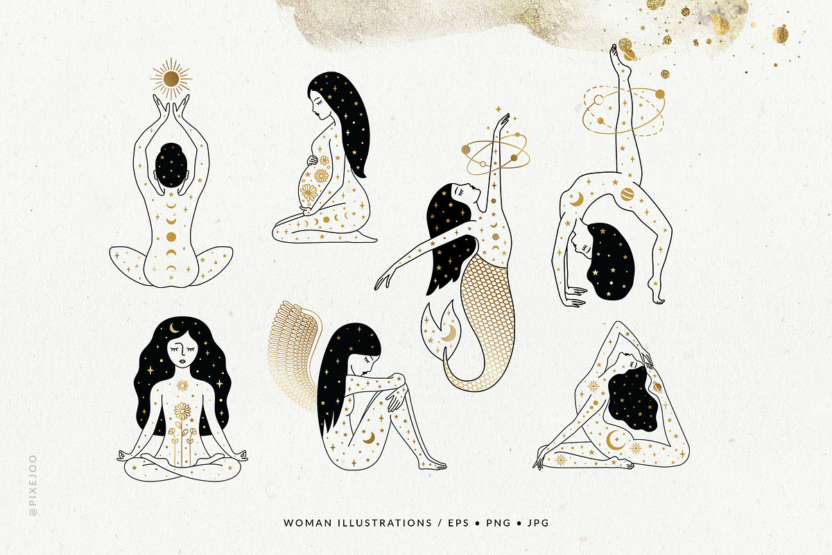 Celestial Woman Collection EPS JPG, an Illustration by Pixejoo (Photo 8 of 13)