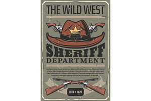 American Wild West Sheriff Hat, Gun