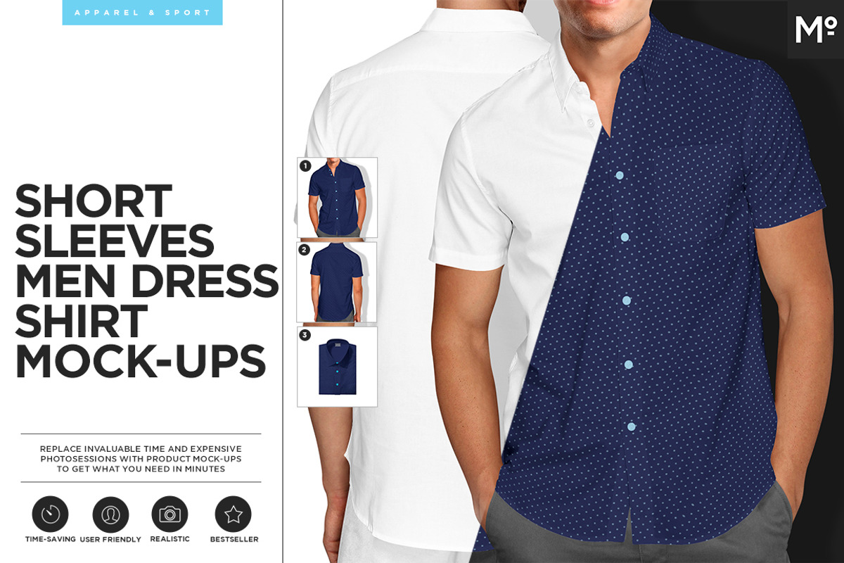 Short Sleeves Dress Shirt Mock-up, a Household Mockup by Mocca Mockups Store (Photo 1 of 9)