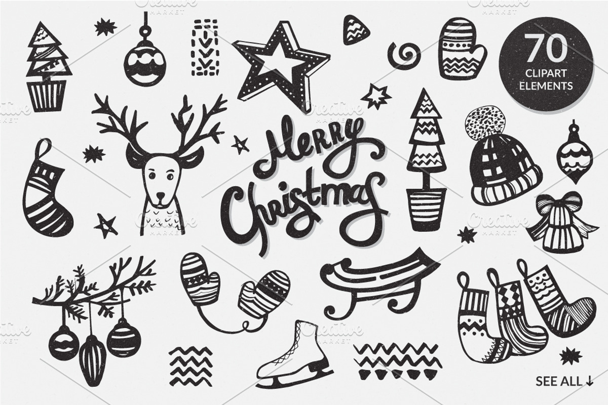 Handdraw Christmas elements, an Object Graphic by Dasha Efremova (Photo 2 of 7)