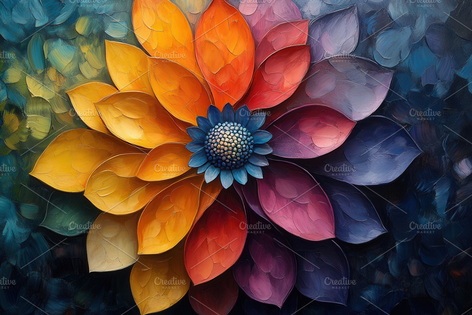 Colorful abstract flower design with, a Photo by Tanuart